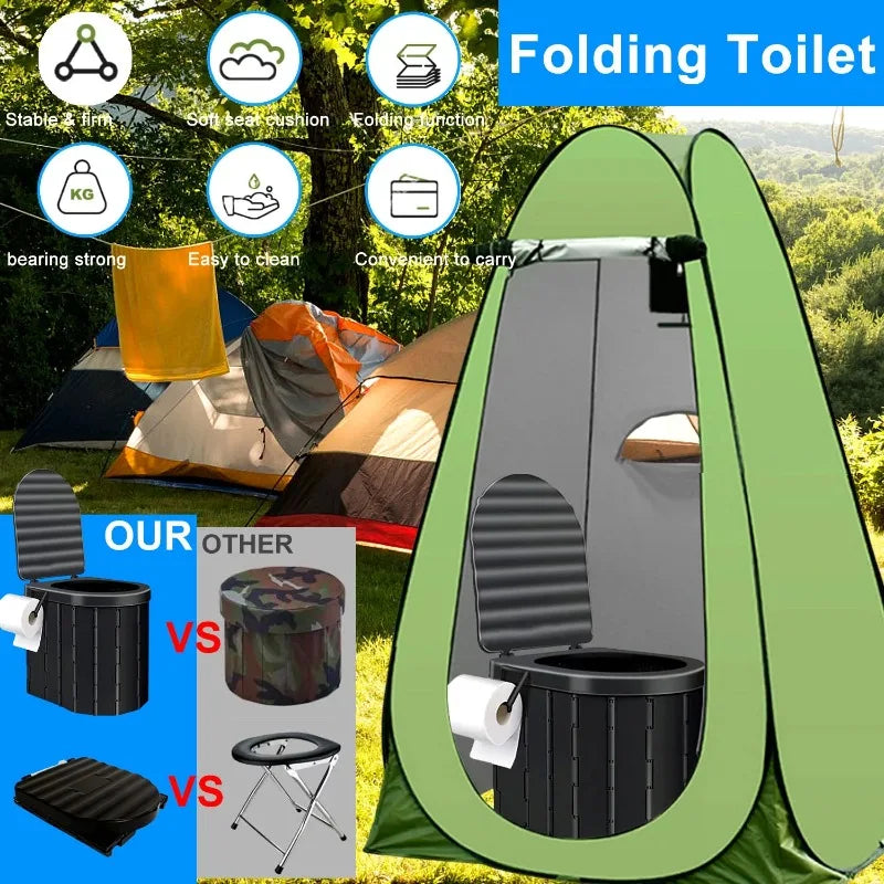 GAZILY Foldable Camping Toilet Set With Privacy Tent.
