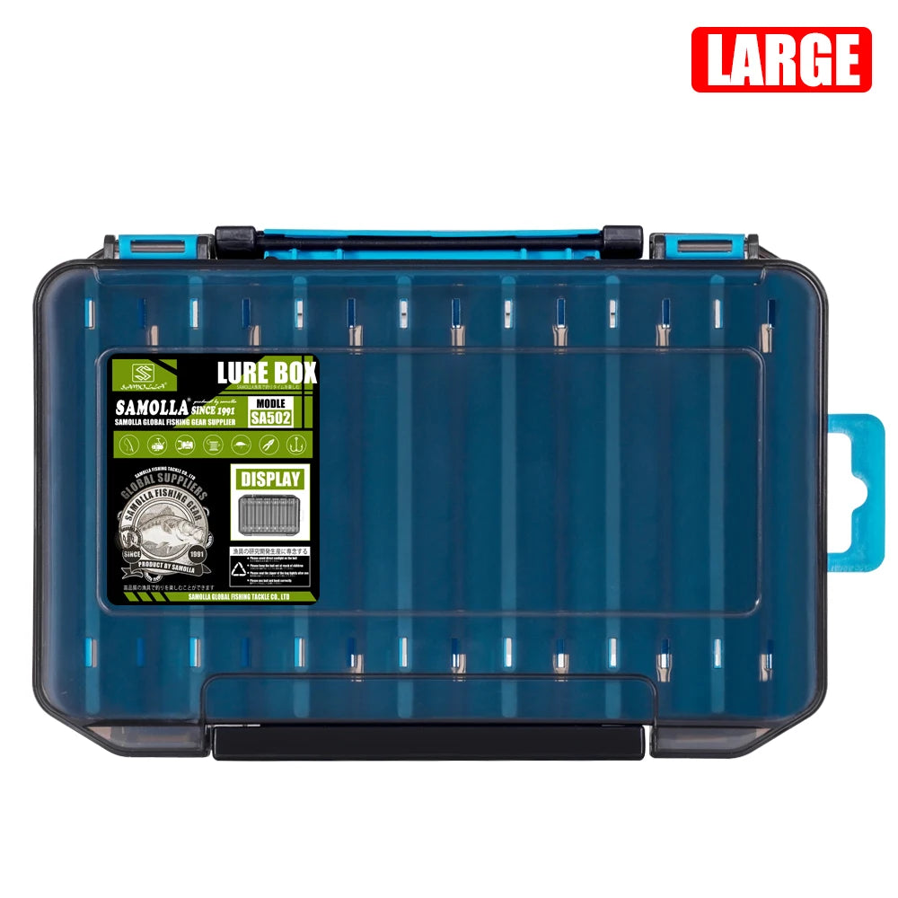 Fishing Tackle Box. 14 Compartments. Lure Storage Case, Double Sided Fishing Tool Organizer Boxes.