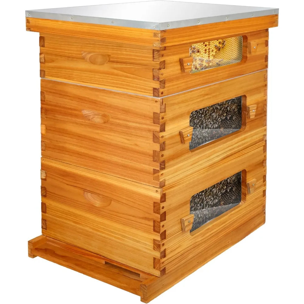10 Frame Langstroth Complete Beehive Starter Kit Dipped In 100% Beeswax With Beehive Frames And Waxed Footings.