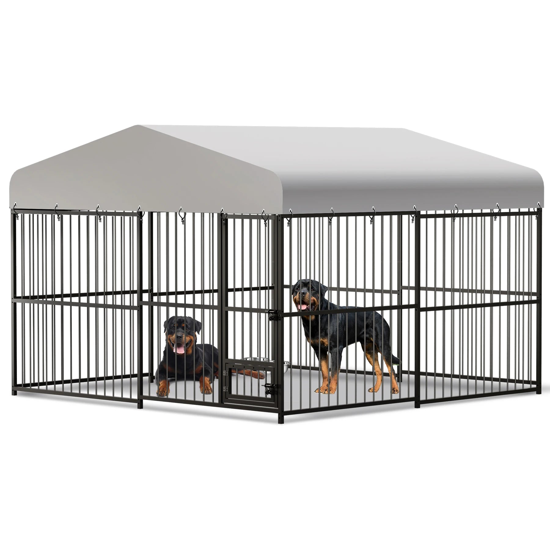 10X10X6FT Large Outdoor Dog Kennel With Roof, Safety Locks, UV & Water Resistant Cover.