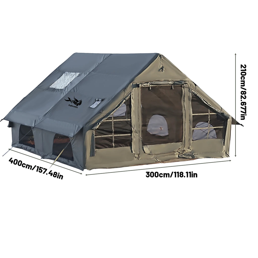 Large Inflatable Camping Tent With Skylight, Quick Air-Flow & Breathable Mesh Design, Summer Or Winter Glamping.
