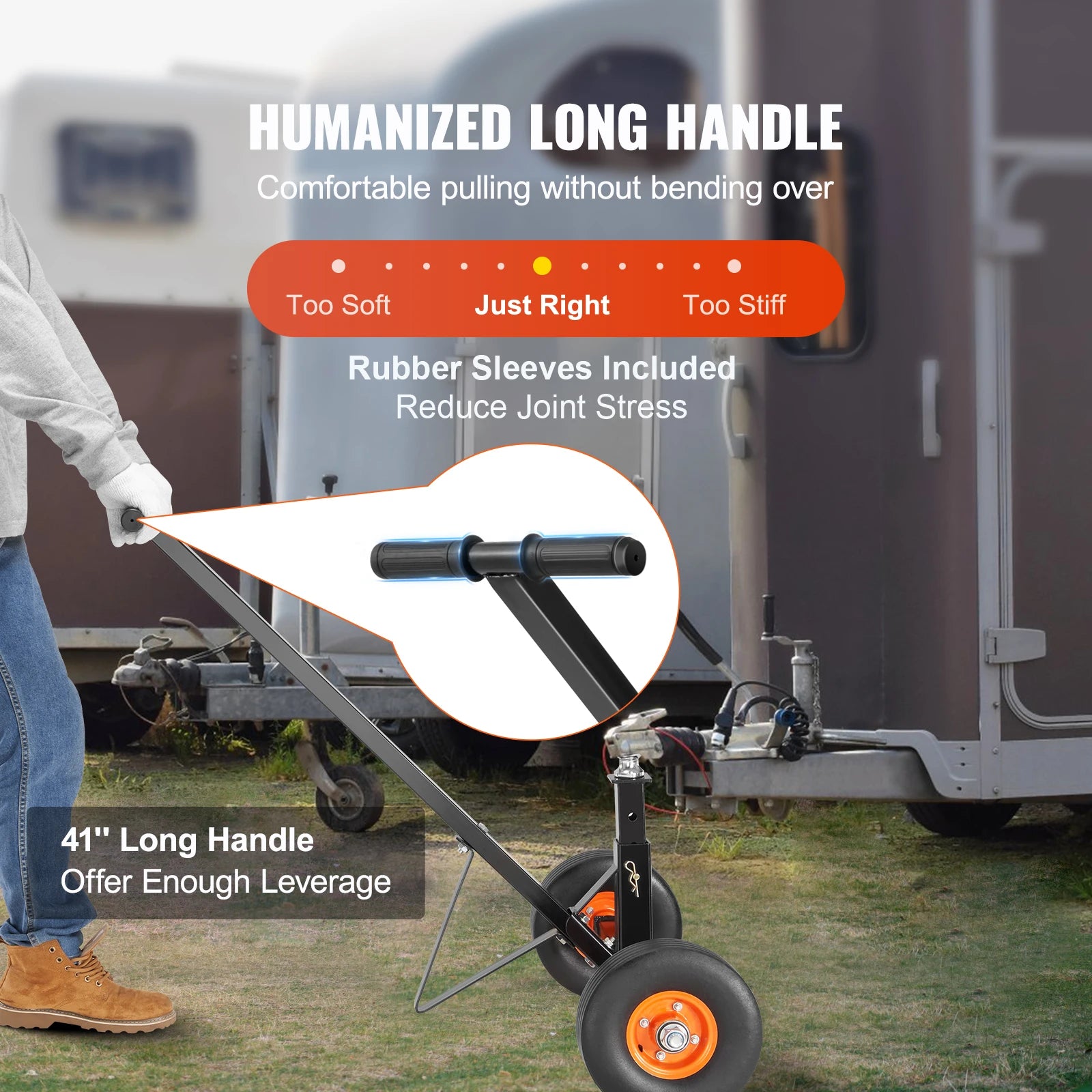 VEVOR Adjustable Trailer Dolly. 600/1500lbs Tongue Weight Capacity. Carbon Steel Trailer Mover.