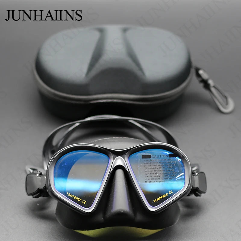 JUNHAIINS Tempered Glass - Freediving Mask - Snorkeling Set. Camera Mount.