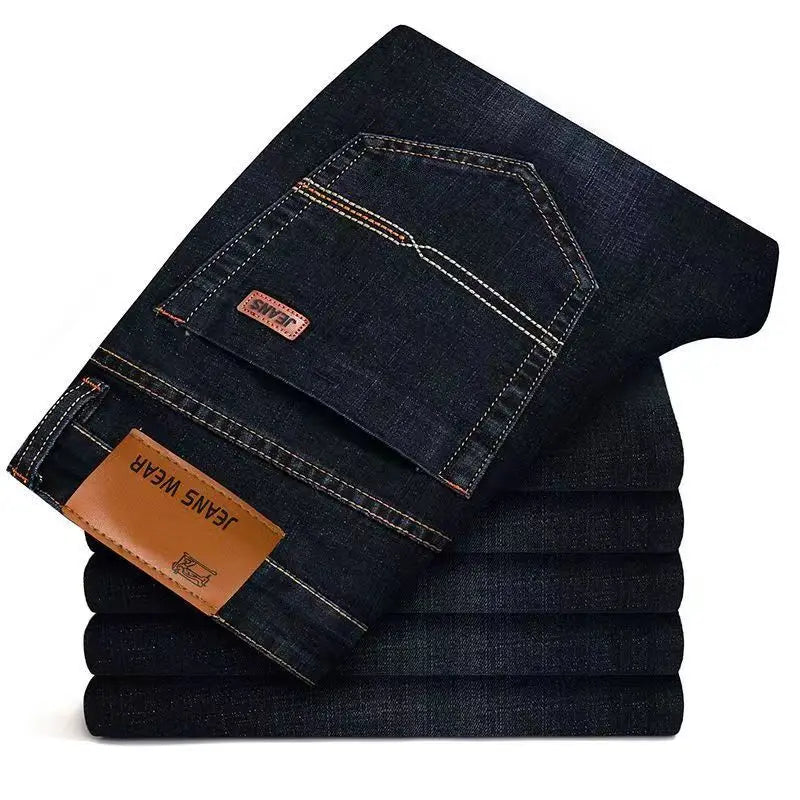 2025 Men's New Men's Fashion Casual Jeans Classic Style Casual Stretch Slim Fit Jeans Men's Denim Pants Black Blue Men's Style