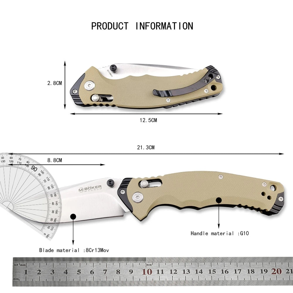 Bok axle lock folding knife. Nylon Handle, Belt Clip.