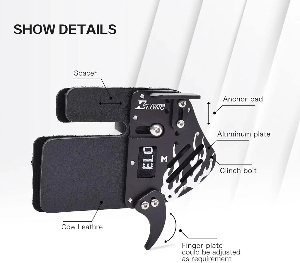 Recurve Bow Finger Tab. Genuine Leather + Aluminum Protective Gear for Right Hand.