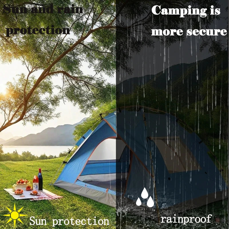 2-Person (Blue)/4-Person (White), Extra-Large Tent With Mesh Screen. Lightweight Family Tent.