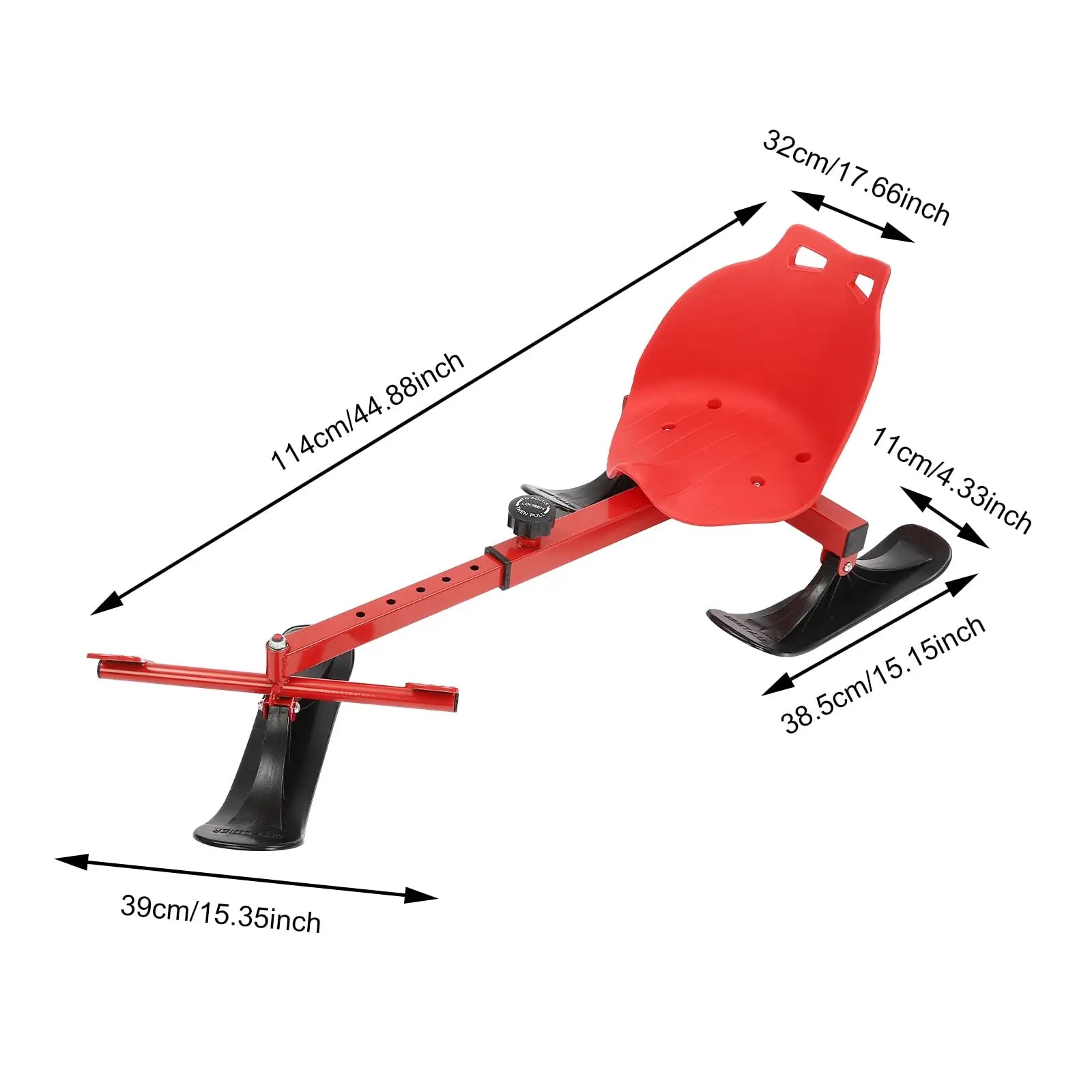 Snow Racer Sled, Ski Slider with Long Pull Rope, 2 Modes & Adjustable Length - Ages 3 and Up.