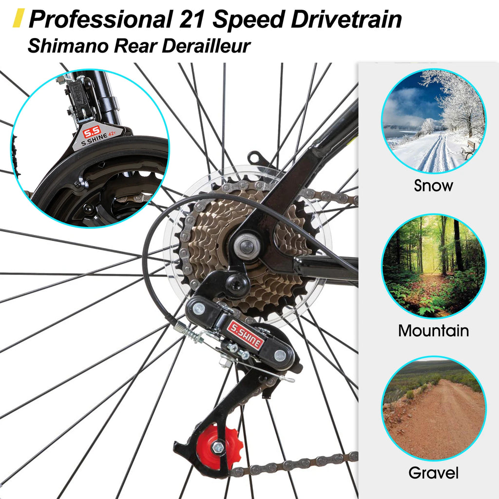 Hiland 24 - 26 inch Mountain Bike. 21 Speeds - High-Carbon Steel Frame.