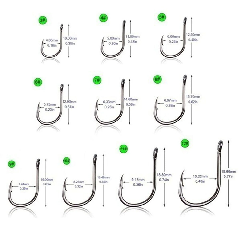 10 styles, 100PCS Fishing Hook Kits. Fresh Or Salt Water. Sharp And Durable.