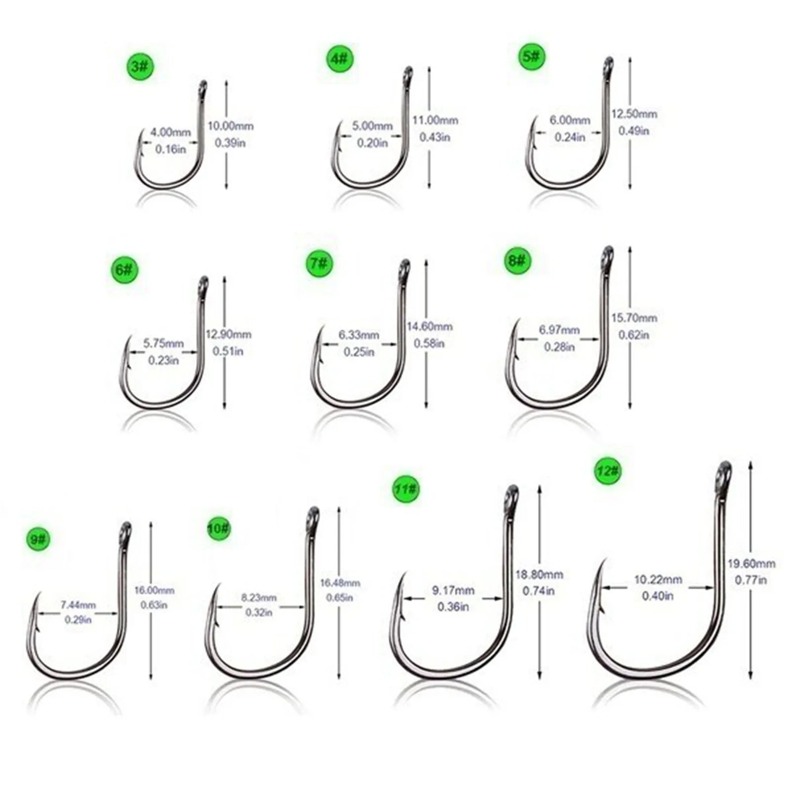 10 styles, 100PCS Fishing Hook Kits. Fresh Or Salt Water. Sharp And Durable.