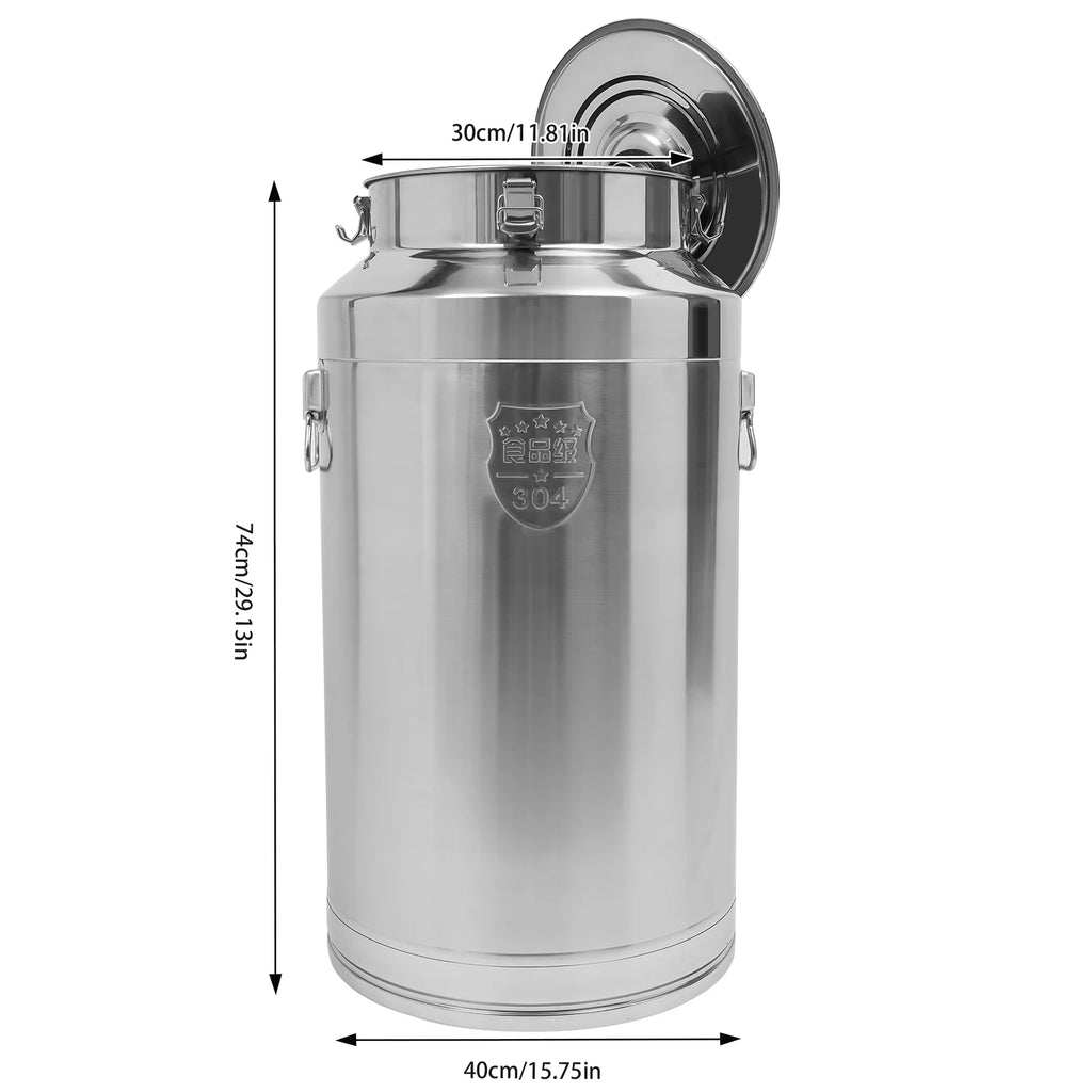 88L/23.25Gal 304 Stainless Steel Milk Can, Wine Pail, Oil, Milk Tote Jug with Leak-Proof Seal Lid.