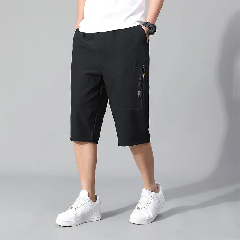 Men's Cargo Shorts, Zipper Pocket, Cotton Shorts. Elastic Waist, Sports -  Casual Short Pants.