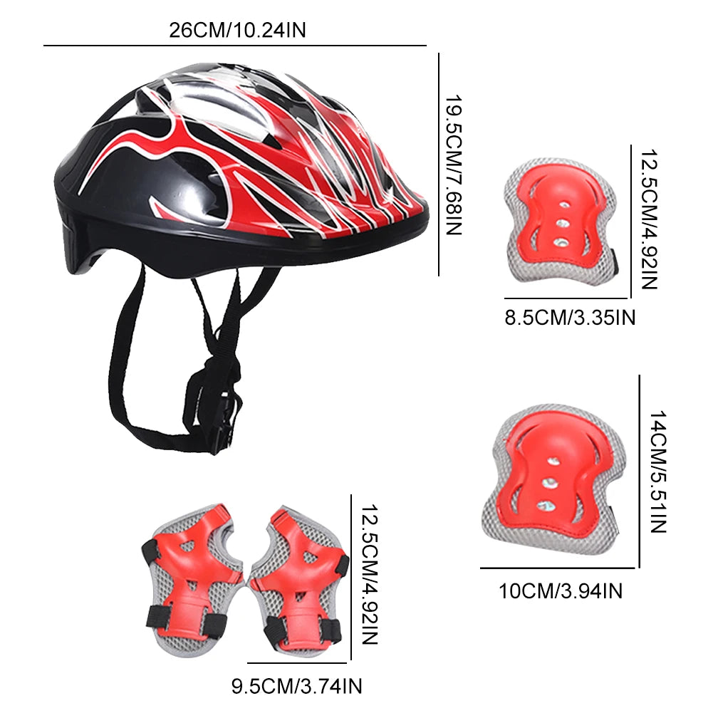 7Pcs Kids Helmet, Knee, Elbow Pad Protective Gear Set. Wrist Pads.