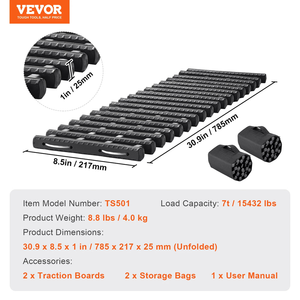 10 TON Traction Boards, Recovery Boards For Off-road Vehicle, Pair Tire Traction Mats.