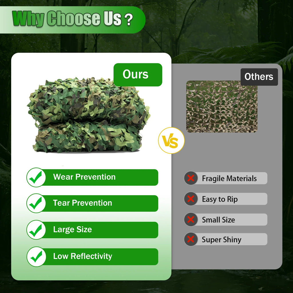 210D Oxford Polyester Nylon Camouflage Net. 8x8m For Camping, Hunting.