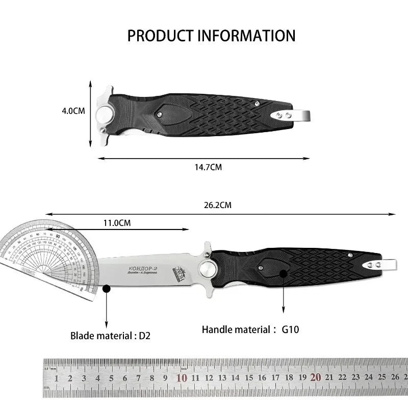 Black Rocket Hunting Knives. D2 Blade ,G10 Handle. Fishing- Multi-Purpose.