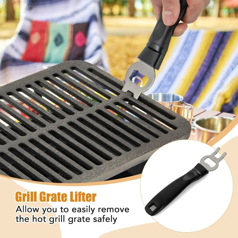 Portable Cast Iron Charcoal Hibachi Grill with Double-sided Grate