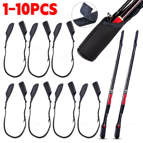 1-10PCS Fishing Rod Protection Sleeves. Adjustable Belt.