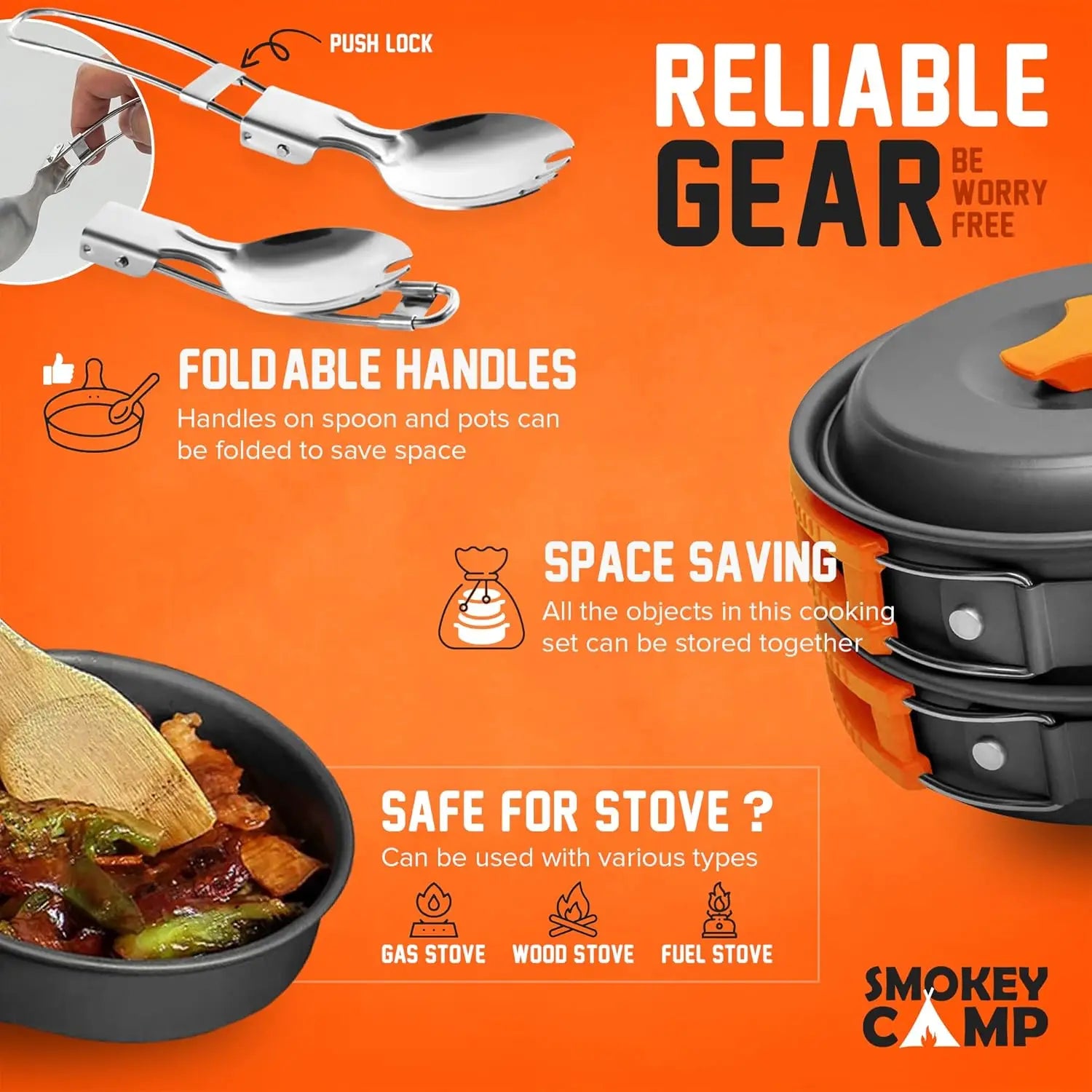 Camping Cookware Set with Stove - All in One, Non-Stick .
