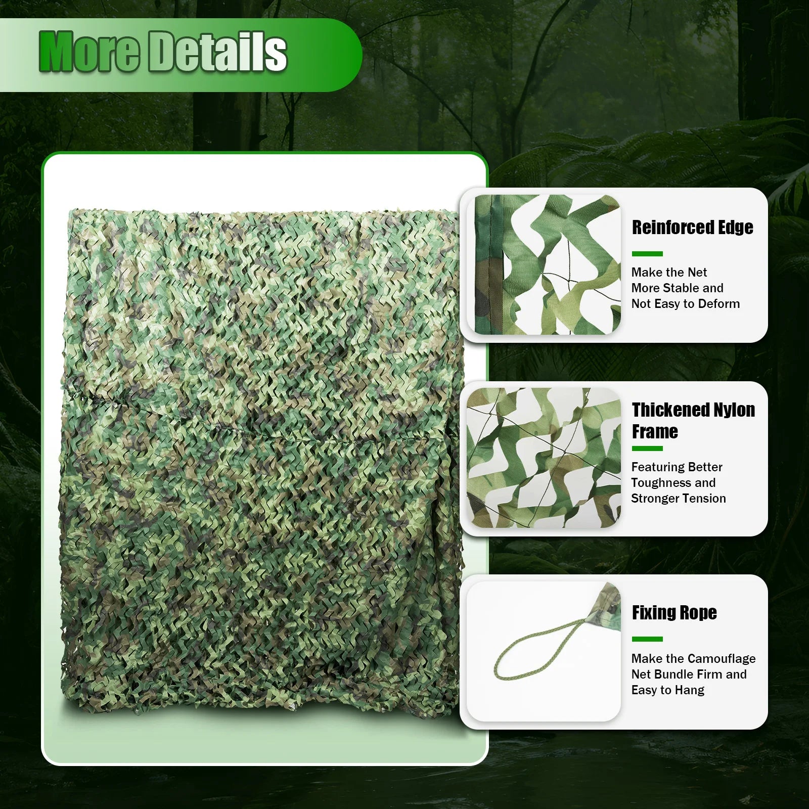 210D Oxford Polyester Nylon Camouflage Net. 8x8m For Camping, Hunting.