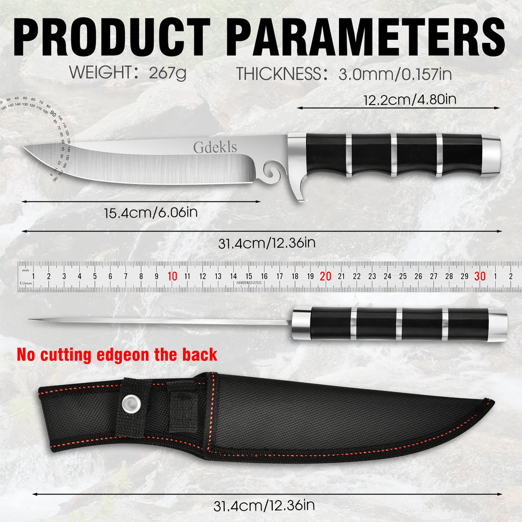 7Cr15 Stainless Steel Knife ,Faux Leather Sheath, Multi-Purpose Blade .