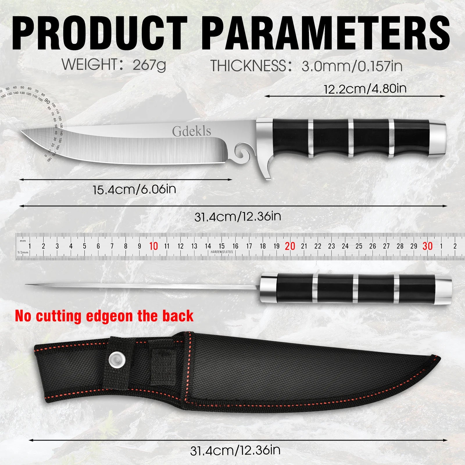 7Cr15 Stainless Steel Knife ,Faux Leather Sheath, Multi-Purpose Blade .