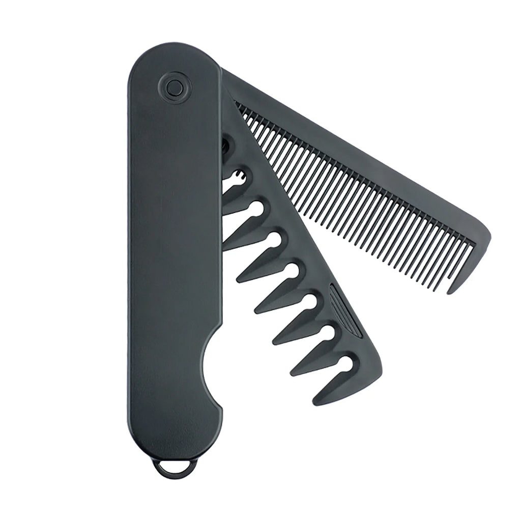 New 2 In 1 Folding Combs. Plastic Wide Tooth, Oil Head Comb. Beard, Hair Styling Tools.