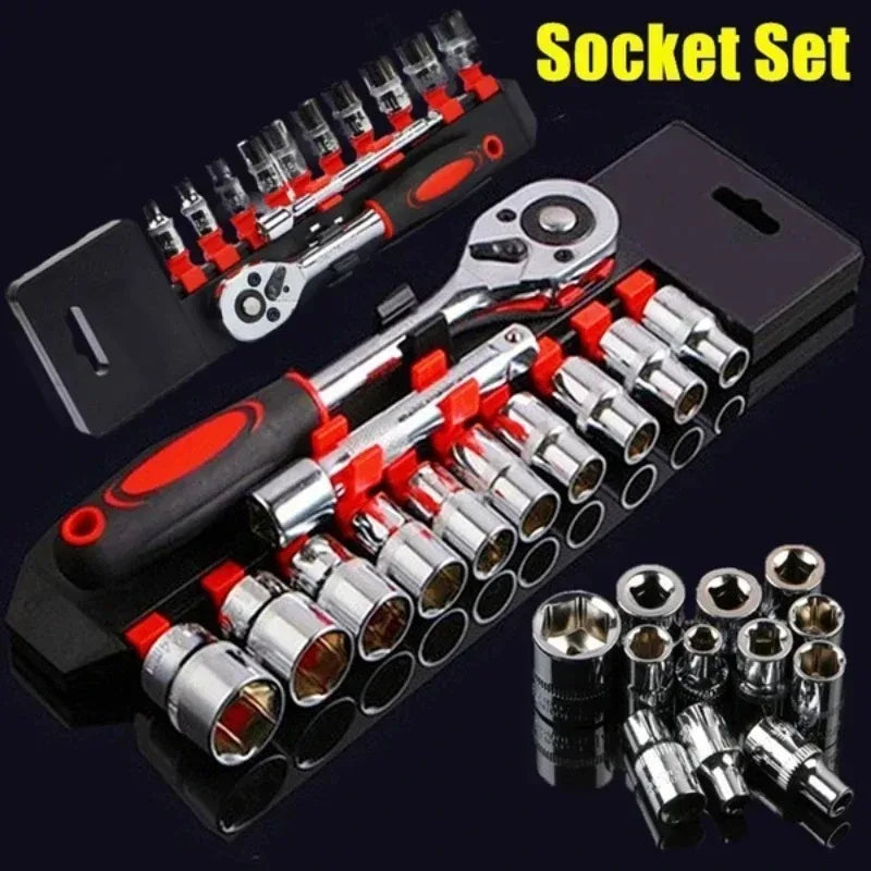 1/4" Ratchet - Socket Set. Extension Rod, Multi-function Ratchet.