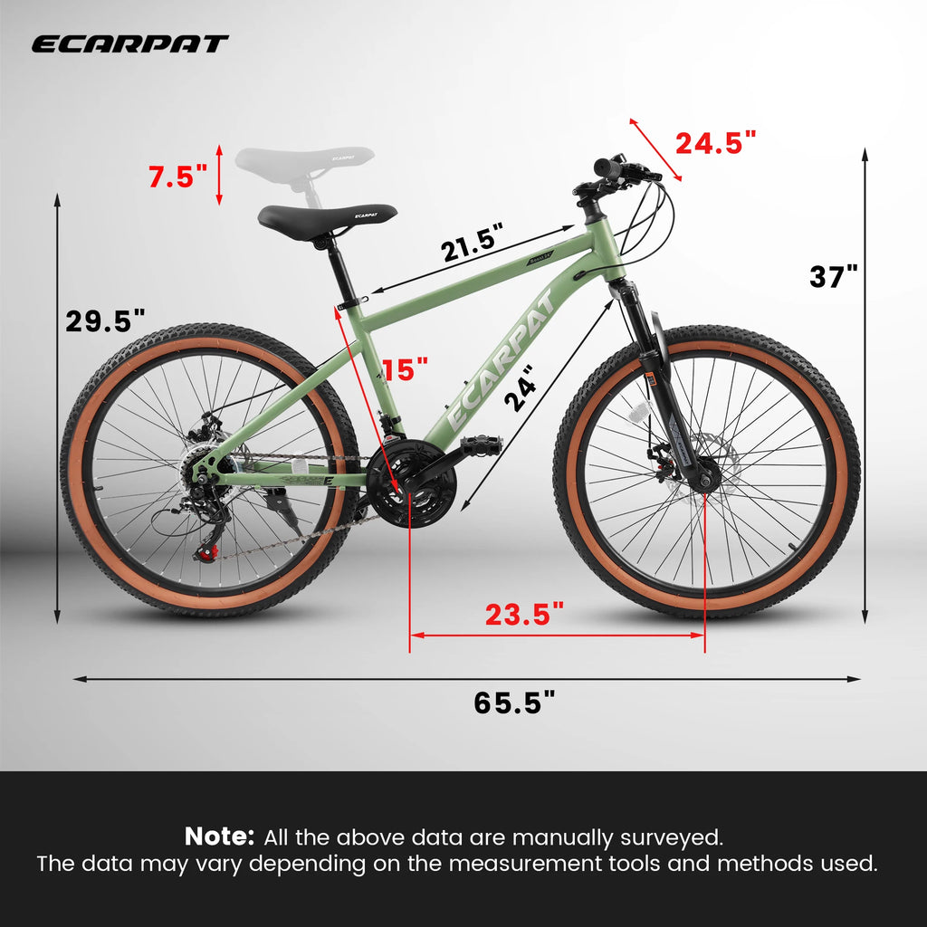 Ecarpat Mountain Bike - 24 Inch Wheel - 21-Speed - Dual Brakes.
