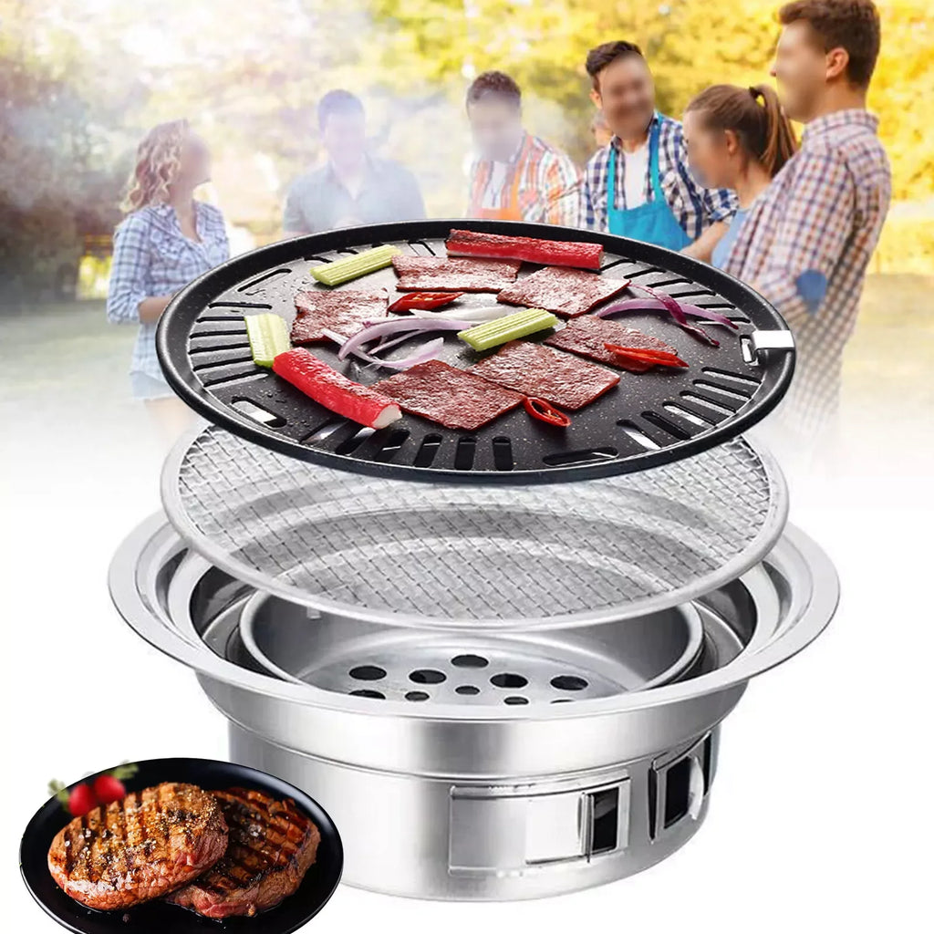 Korean Style Stainless Hibachi BBQ , Portable Picnic Table Grill .
