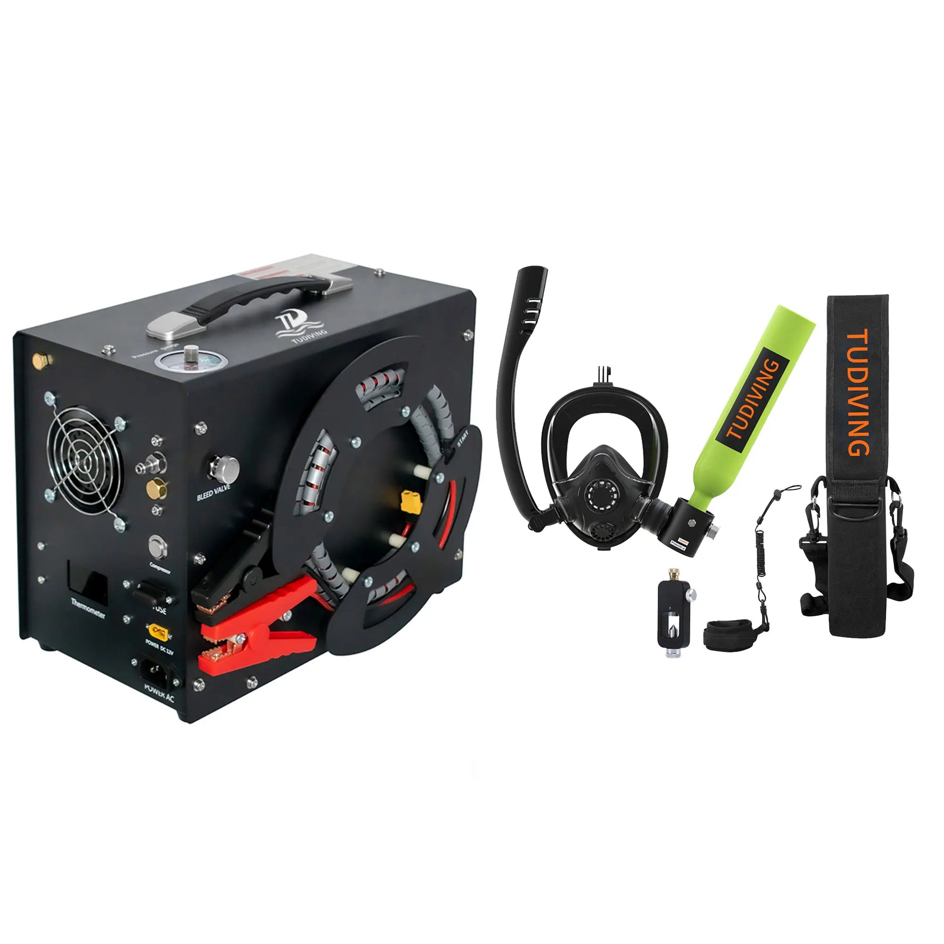 TUDIVING-0.5L Scuba Diving Tank Set with Full Face Snorkel Mask.