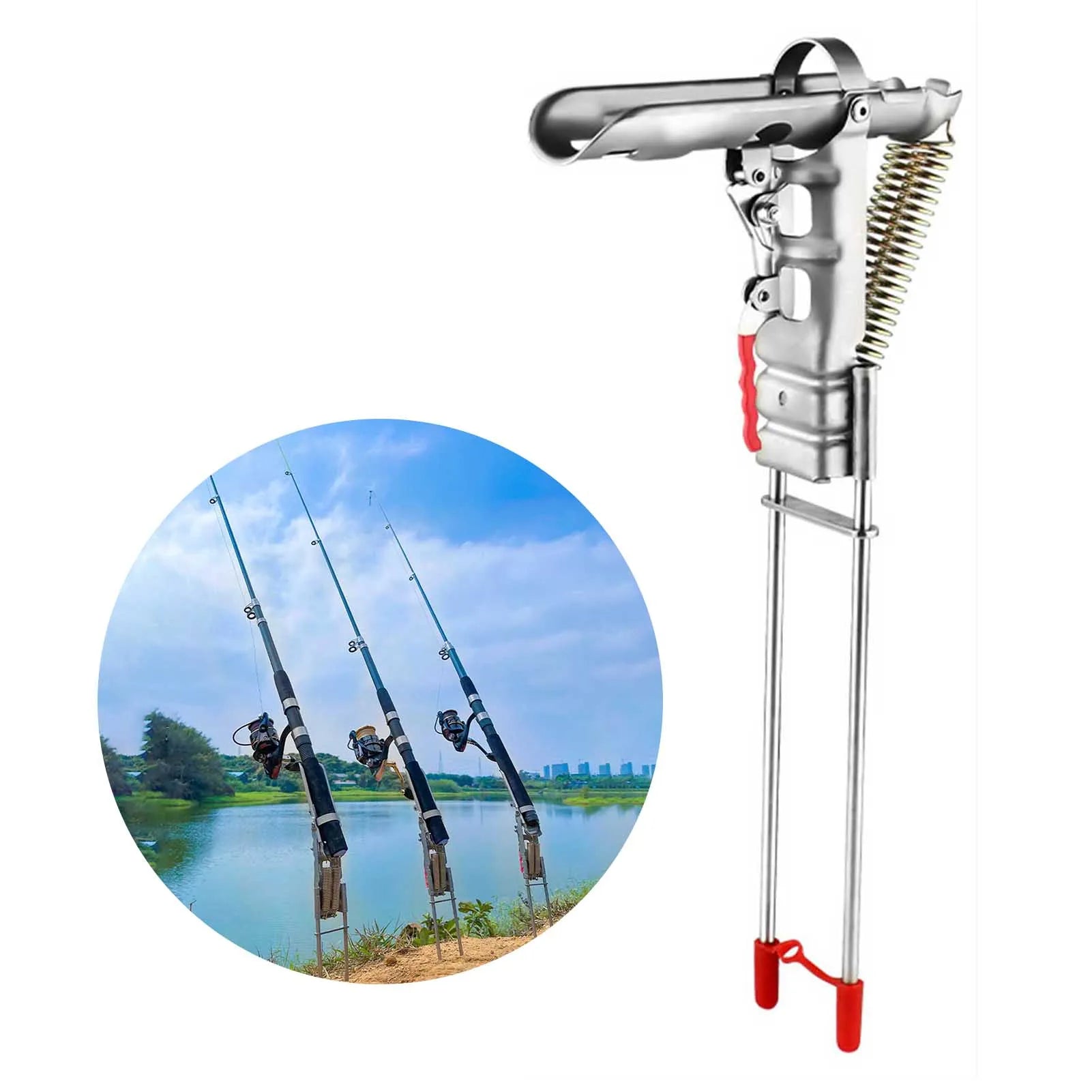 35*17cm Stainless Steel Rod Holder. Automatic Spring , For All Fishing Rods.
