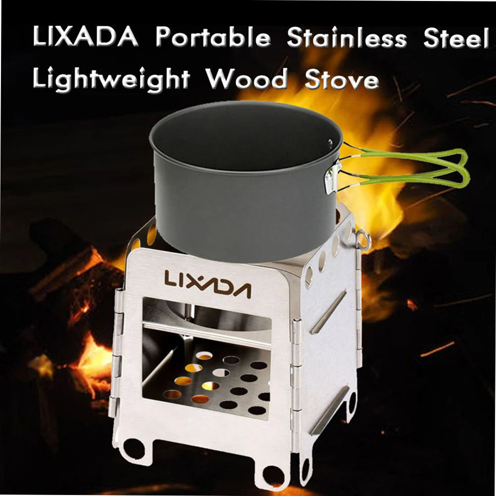 Stainless Steel Outdoor Camping Stove. Portable, Folding Pocket Stove .