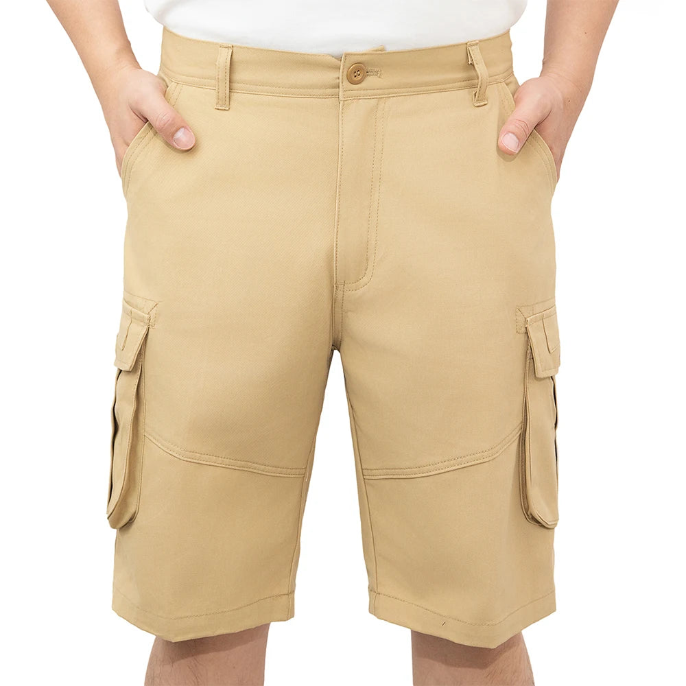 Mens Cargo Shorts. Casual Work Wear, 100% Cotton. High-Quality Outdoor Hiking Shorts, 6 Pockets.