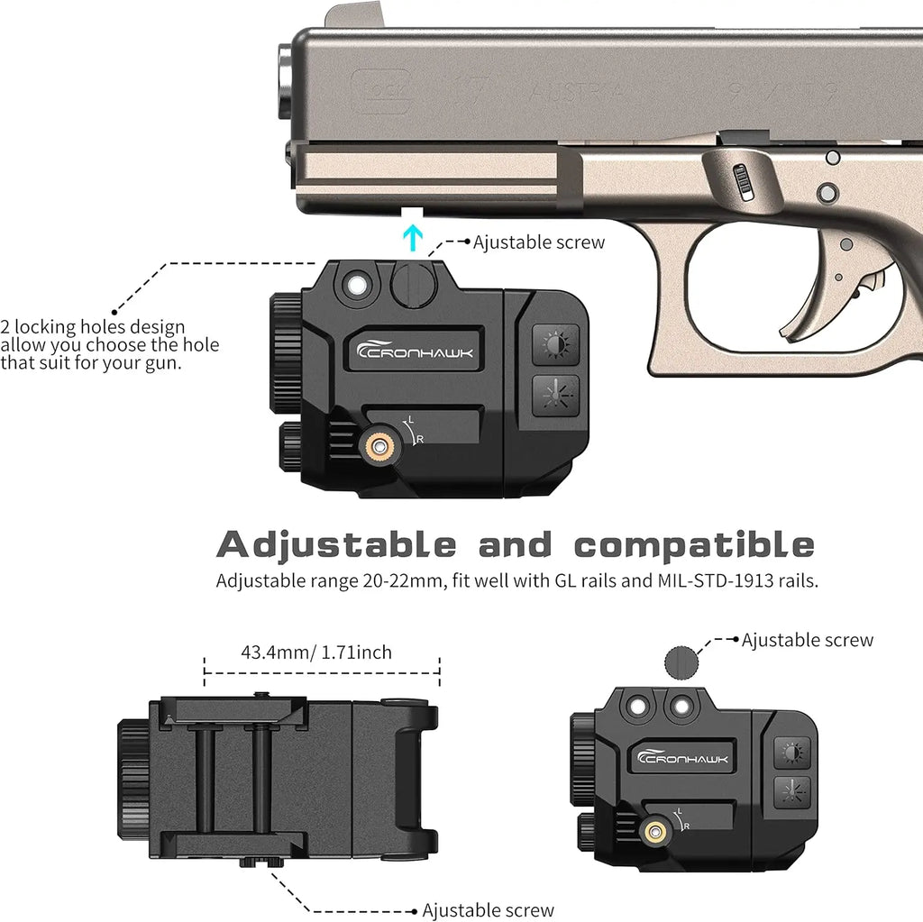Red Laser Sight. Compatible with Picatinny Rail. Rechargeable Handgun Red Laser Beam.
