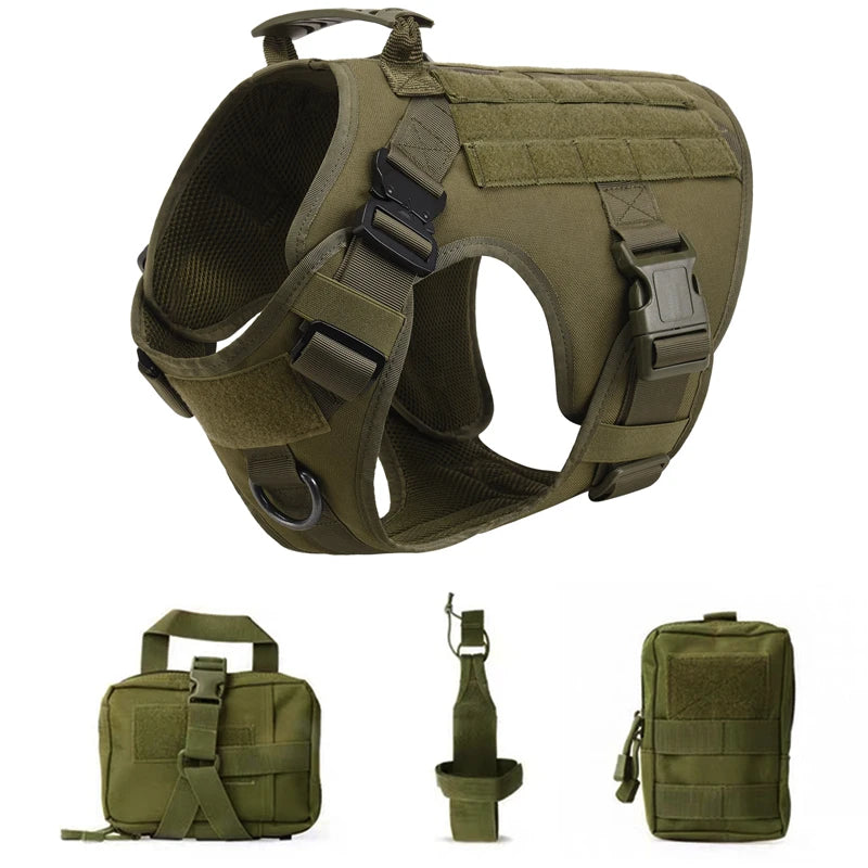 Tactical Military Vest,Tactical Training Dog Harness and Leash Set For All Breeds Dogs.