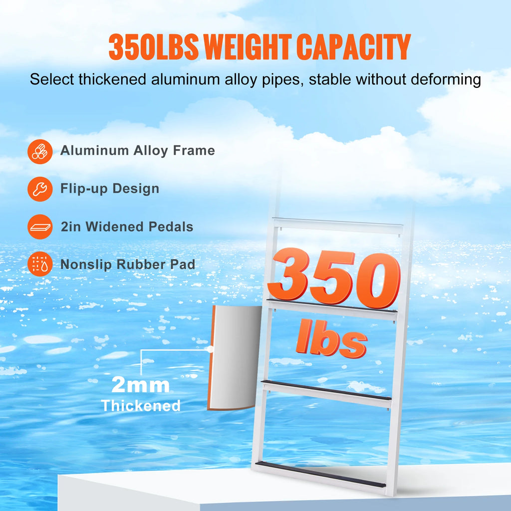 VEVOR 3/4/5 Steps Flip Up Dock Ladder. Boat Boarding.