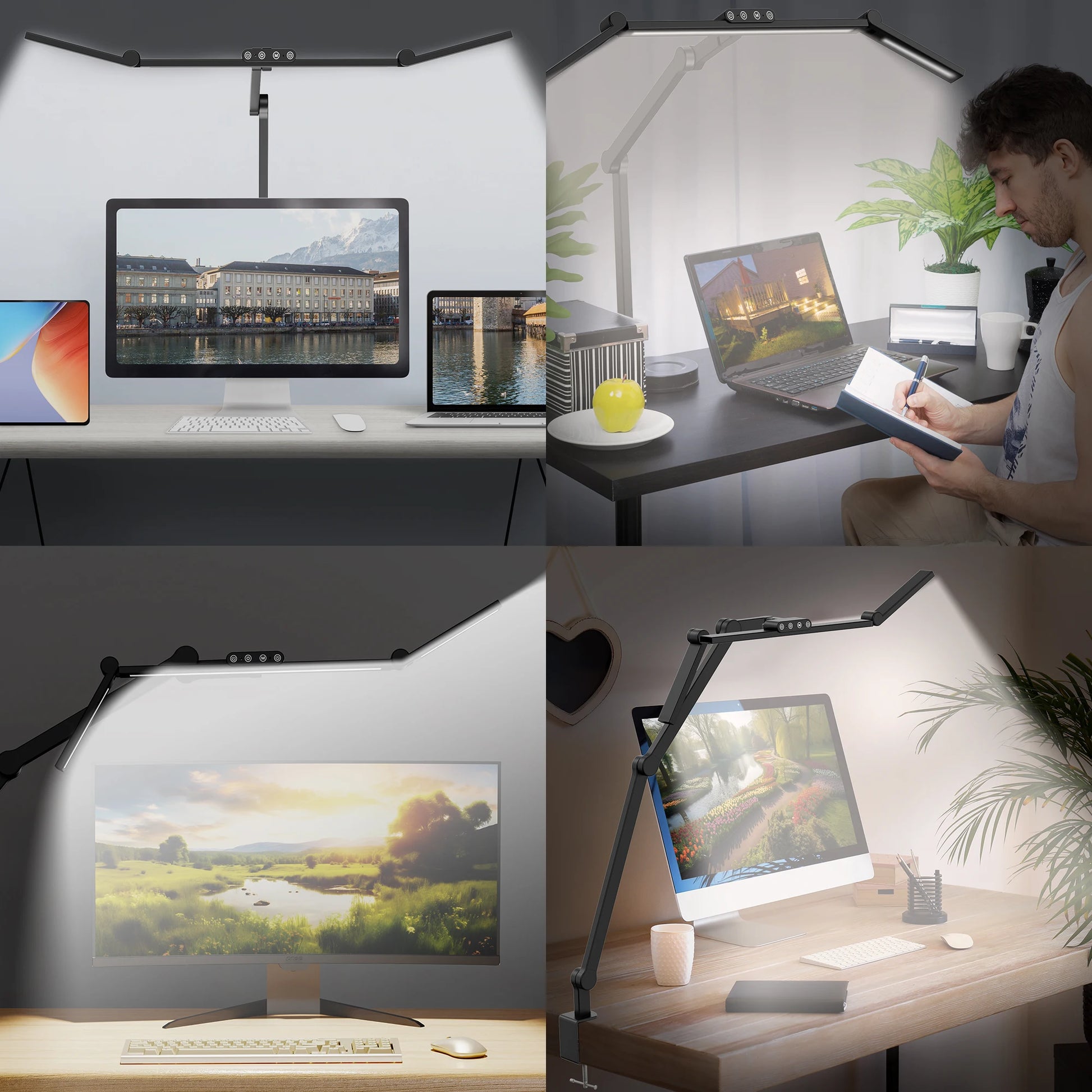 Led Desk Lamp with Clamp, For Home Office with Atmosphere Lighting, 24W Ultra Bright.