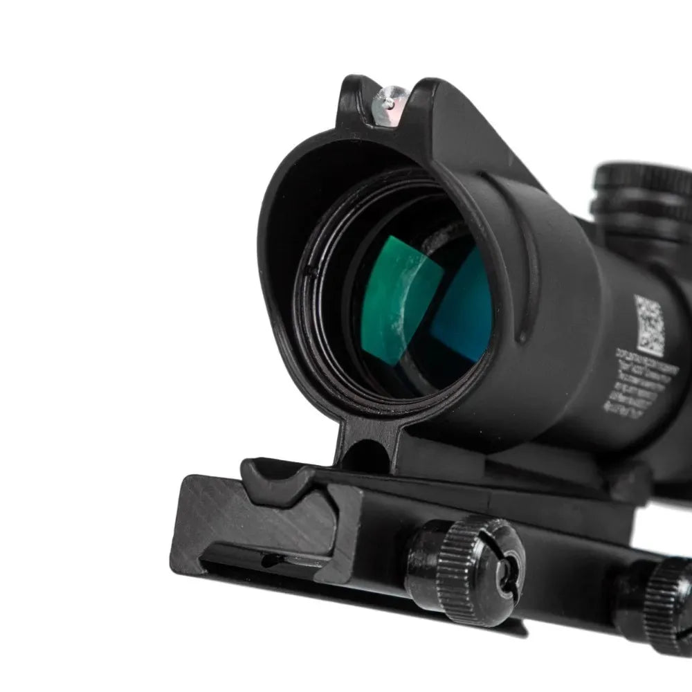 4X32 Hunting Rifle scope. Real Fiber Optics, Green, Red Dot Illuminated, Etched Optical Sight.