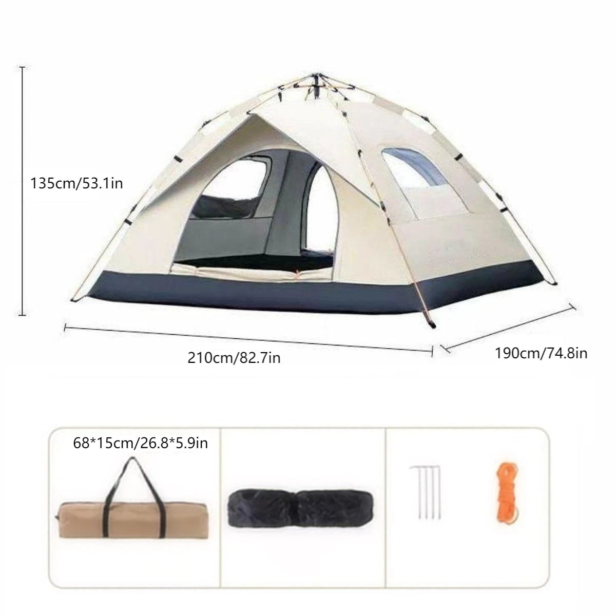 Outdoor Camping Tent, 4 person, Waterproof, Mountaineering.