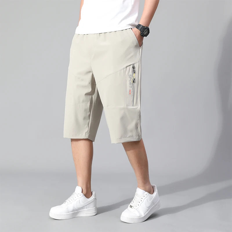 Men's Cargo Shorts, Zipper Pocket, Cotton Shorts. Elastic Waist, Sports -  Casual Short Pants.