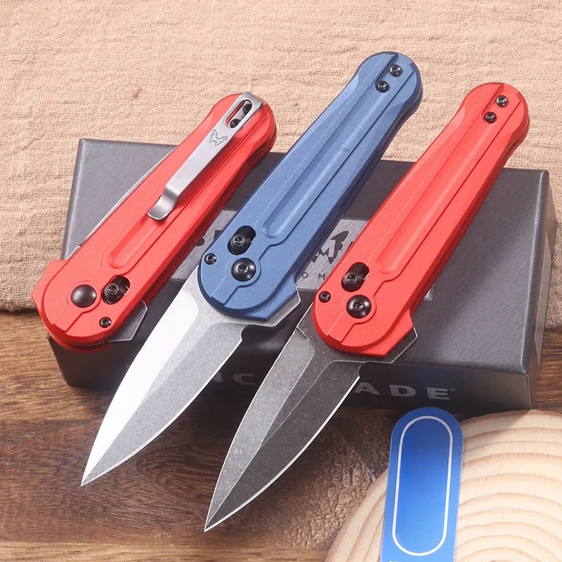 BM 491 Folding Knife with Blade Lock. D2 Steel Blade, Aluminum Handle.