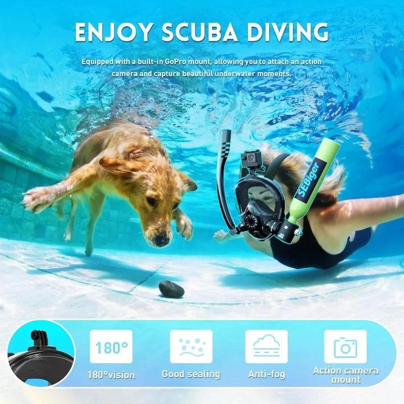 Snorkel - Mask - Mini Scuba Tank - 0.5L Up to 6 Minutes - 30ft Diving Depth.