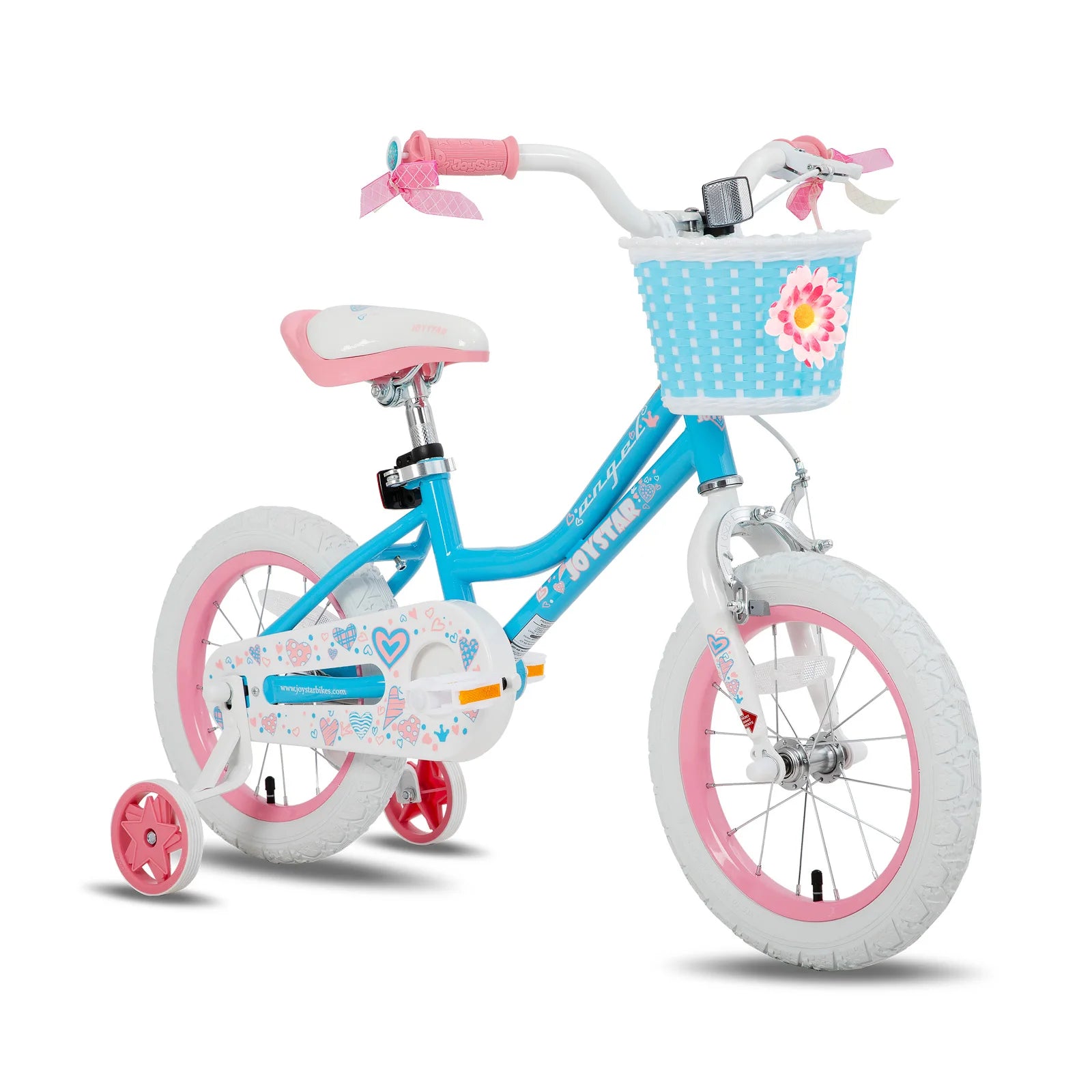 Colorful Girls Bike with Basket & Training Wheels, 12, 14, 16, 18 Inch Kids Bike - Foot Brake.