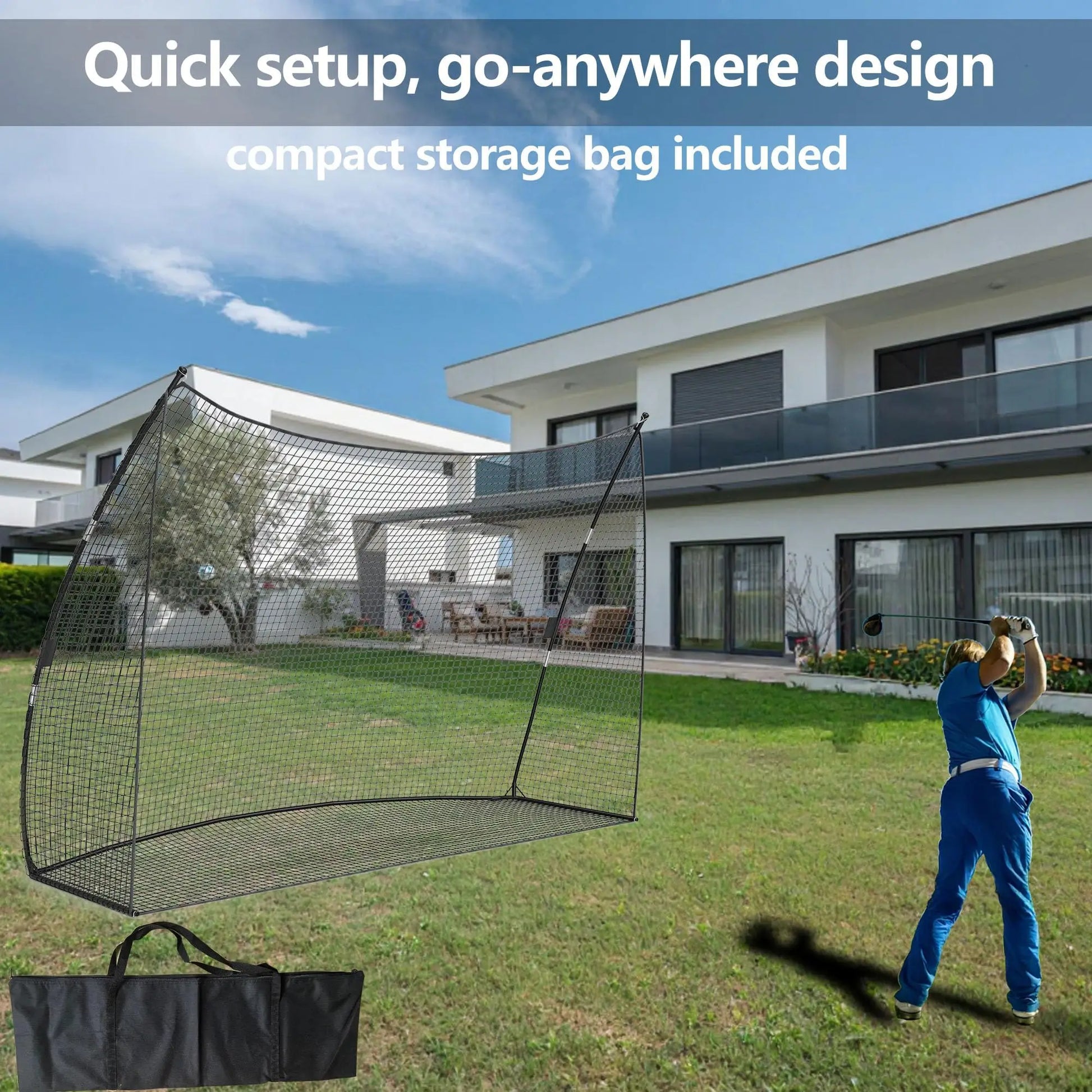 10x7 FT Golf Practice Net Portable Backyard Hitting Net Swing Chipping Training Equipment With Carry Bag Tool-Free Setup