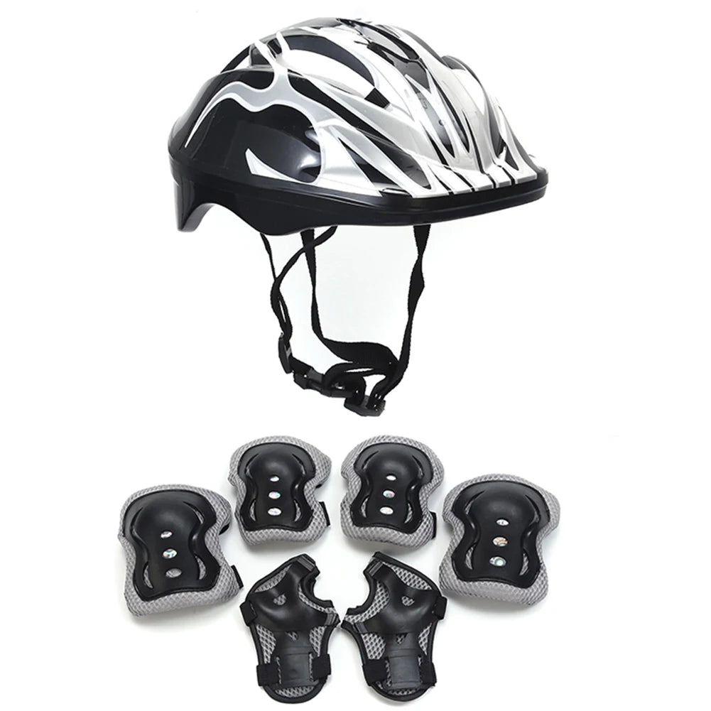7Pcs Kids Helmet, Knee, Elbow Pad Protective Gear Set. Wrist Pads.