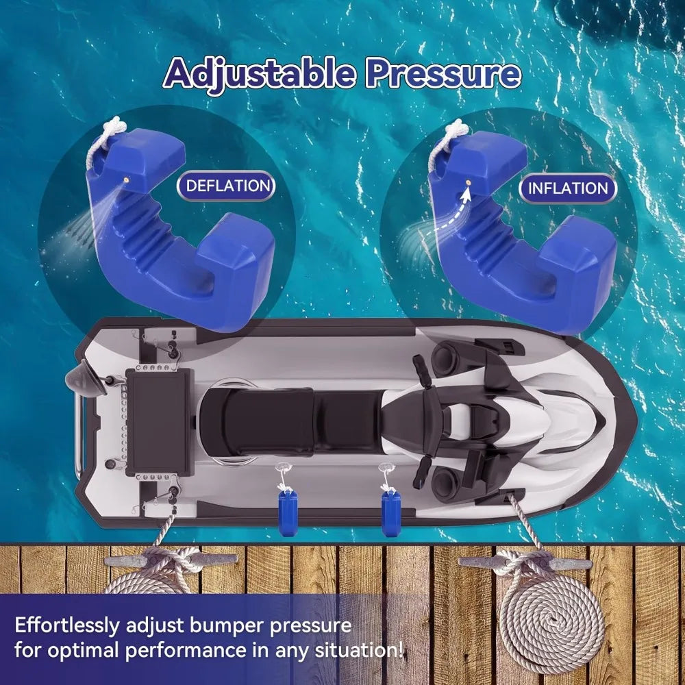 Jet Ski Bumpers For Docking, PWC Fenders Fit Yamaha Jet Ski. Wave Runner Accessories With Quick Attachment, 2 Pack, Blue