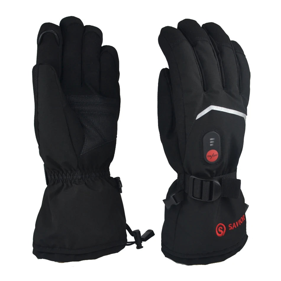 Heated Motorcycle Gloves. Goat Skin Leather- 3 Shift Temperature Control- Waterproof.