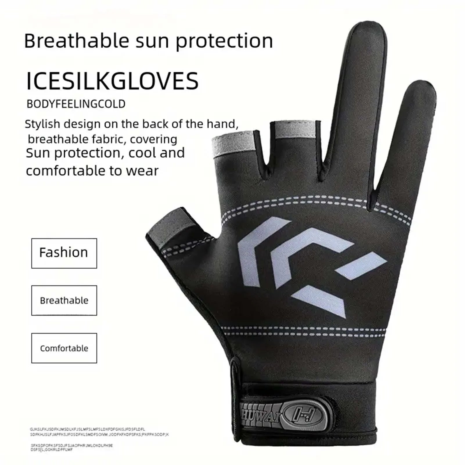 Three Finger Cut Gloves For Fishing, Sun Protection, anti-slip, Breathable.